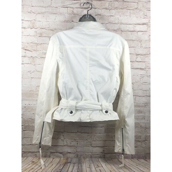 Millard Fillmore white asymmetrical belted jkt M - Picture 5 of 8